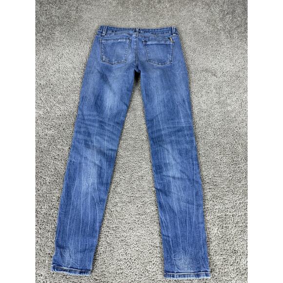 White House Black Market Jeans Womens 6 Blue Mid Rise Skinny Leg Distressed - Picture 11 of 13